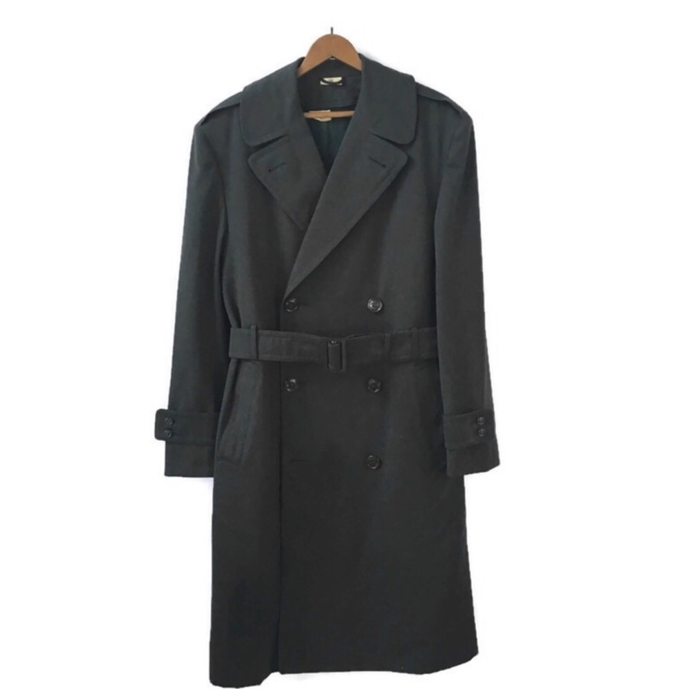 GORGEOUS Vintage Wool Gabardine Belted Trench Coat